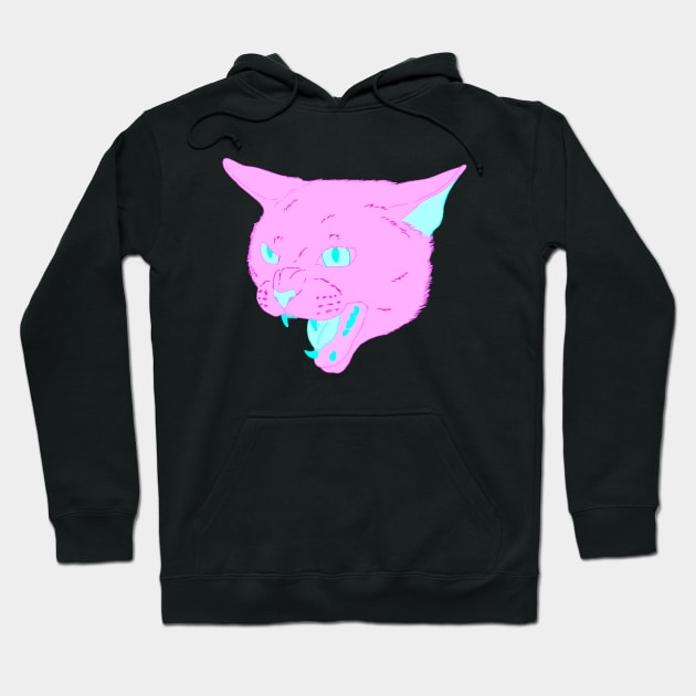 Vaporwave Cat - Wild Berry Hoodie by Basicallyimbored